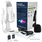 Microphone professionnel a condensateur usb blanc, studio, statique, pour pc, ordinateur, téléphone, ... Microphone professionnel a condensateur usb blanc, studio, statique, pour pc, ordinateur, téléphone, ...