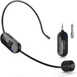Microphone sans fil, 2. 4g micro casque sans fil avec 2 en 1 et porte 50m, wireless microphone serre ...