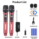 Microphone sans fil a condensateur, 2 canaux, fréquence fixe uhf, portable, pour fête, karaoké, spectacle, ... Microphone sans fil a condensateur, 2 canaux, fréquence fixe uhf, portable, pour fête, karaoké, spectacle, ...