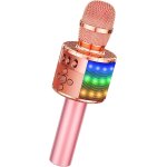 Microphone sans fil, microphone karaok enfant bluetooth lecteur enregistreur portable, lumires led ...