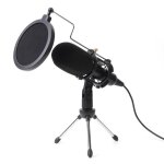 Microphone de studio usb � condensateur avec support pliable, avec tr�pied, filtre �ponge pour ps4, ordinateur ...