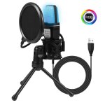 Microphone usb  condensateur sf666r, fil rvb, micro de jeu pour podcast, studio statique, streaming, ...