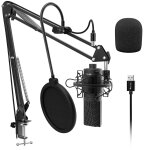 Microphone usb fifine avec bras de flche, support anti - choc et filtre anti - pop, micro de studio ...