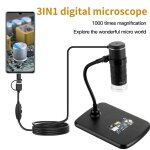 Microscope numérique 1000x 3 - en - 1 pour type c microusb android téléphone usb pc w support 53ca Microscope numérique 1000x 3 - en - 1 pour type c microusb android téléphone usb pc w support 53ca
