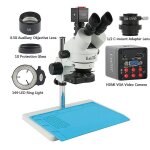 Microscope trinoculaire stro  zoom focal simul 3, 5x7x45x90x, camra numrique vido 1080p hdmi vga ...