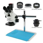 Microscope trinoculaire stro  zoom focal simul 3, 5x7x45x90x, camra numrique vido 1080p hdmi vga ...
