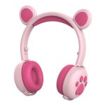 Mignon led chat ours oreille bluetooth 5. 0 casque pliable over - ear hifi stro casque sans fil avec ...