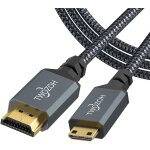 Mini cbles hdmi vers hdmi 3m, nylon tress mini hdmi c vers full hdmi a pour 3d / 4k 60hz 1080p, camscope, ...
