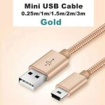 Mini cble usb  5 broches, chargeur de donnes rapide, cble court pour lecteur mp3, mp4, dvr de voiture, ...
