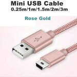Mini cble usb  5 broches, chargeur de donnes rapide, cble court pour lecteur mp3, mp4, dvr de voiture, ...