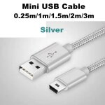 Mini cble usb  5 broches, chargeur de donnes rapide, cble court pour lecteur mp3, mp4, dvr de voiture, ...