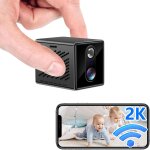 Mini camera espion sans fil, 2k & 140 grand angle communication bidirectionnelle mini camera, double ...