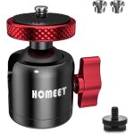 Mini camra rotule mtal tte rotule pied avec griffe flash mount adaptateur pour 1 / 4  & 3 / 8  appareils ...