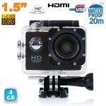 Mini cam�ra sport hd 1080p etanche 30m ecran photos vid�o angle 140 noir 4 go yonis