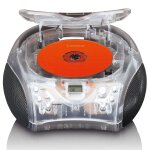 Mini chaine hifi radio fm stereo portable avec lecteur cd transparent noir