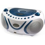 Mini chaine hifi radio lecteur cd mp3 usb bleu blanc