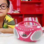 Mini chaine hifi radio lecteur cd mp3 usb rose fonc