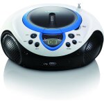 Mini chaine hifi stéréo fm lecteur cd usb mp3 piles ou secteur bleu blanc noir Mini chaine hifi stéréo fm lecteur cd usb mp3 piles ou secteur bleu blanc noir