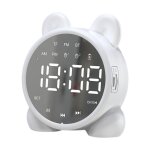 Mini enceinte bluetooth miroir horloge carte avec radio fm et alarme lumi�ree blanc yonis