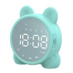 Mini enceinte bluetooth miroir horloge carte avec radio fm et alarme lumi�ree vert yonis