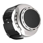 Mini enceinte bluetooth rouge design montre avec effets lumineux et selfie argent yonis