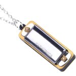Mini harmonica c cl, harmonica collier portable 4 trous 8 tons jouet enfants(silver)