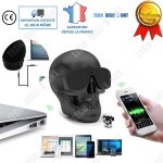 Mini haut parleur enceinte portable sans fil bluetooth tte de mort rouge noir halloween dguisement ...