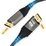 Mini hdmi vers hdmi, mini hdmi cble 2m 4k@60hz 1080p tresse en nylon prend en charge ethernet, uhd, ...