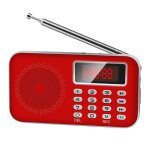 Mini poste radio fm am lecteur mp3 micro sd rechargeable rouge yonis
