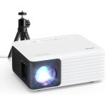 Mini projecteur avec trpied, vidoprojecteur 1080p full hd supporte 720p natif, rtroprojecteur portable ...