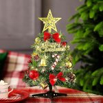 Mini sapin de nol artificiel de 30 cm avec lumires jaunes chaudes et accessoires pour la dcoration ...
