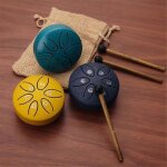 Mini tambour de langue en acier 3 pouces sound healing drum kit, mini tambour handpan, tambour sans souci ...