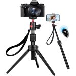 Mini tr�pied en aluminium, tr�pied de table portable avec rotule enti�rement pivotante et t�l�commande, ...