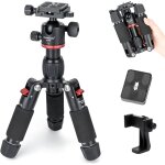 Mini tr�pied portable, tr�pied macro de table de 46 cm avec rotule � profil bas � 360 et deux plaques ...