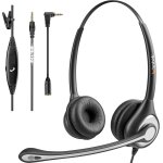 Mobile phone headset with noise cancelling microphone, wired smartphone headset with 3. 5 mm and 2. 5 ...