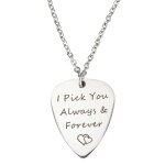 Mode coeur pendentif lettrage acier inoxydable chane guitare mdiator collier
