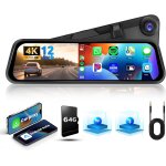 Mondodigitale - dashcam retroviseur avec 4k 12 pouces ecran tactile rtroviseur dash cam avant pour voiture ...