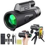 Monoculaire d'extrieur, tlescope hd, avec trpied + clip pour tlphone portable, lunette 12x50, noir ...