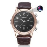 Montre camra espion full hd 1080p bracelet cuir vision nuit dtection mouvement rom 32 go or yonis