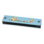 Motif girafe en bois double s�rie 32 trous harmonica enfant bleu