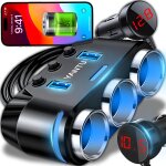 Multi prise allume cigare adaptateur 5 en 1, 100w, rtroclairage led, 12 - 24v, 3 connecteurs allume ...