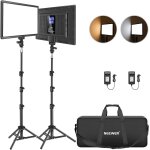 Neewer 2 packs panneau lumi�re vid�o led 12, 9  avec batterie 8000mah int�gr�e eclairage vid�o bicolore ...