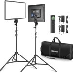 Neewer 2 packs panneau lumi�re vid�o led 45, 7cm , eclairage vid�o bicolore variable avec support lumi�re ...