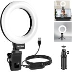 Neewer basic 5 ; ring light avec clip et trpied, 10w 3000k - 6000k dimmable clip sur lumire pour laptop ...