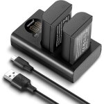 Neewer dmw - blk22 lot de 2 batteries de rechange 2400 mah et chargeur usb type c  deux canaux compatibles ...