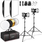 Neewer kit lampe flash monolight studio 600w:pack de 2 lumire stroboscopique s101 - 300w pro 5600k avec ...
