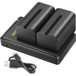 Neewer np - f750 lot de 2 batteries de remplacement li - ion 5600 mah avec chargeur usb, compatible avec ...