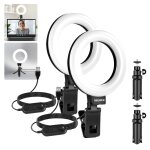 Neewer ring light 12, 7cm basics pour visioconfrence, kit 2 lumires  clipser avec trpieds de bureau ...