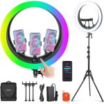 Neewer ring light led rgb 19 ; avec pied, 3 supports téléphone, ecran tactile, control 2, 4g / app, 42w ... Neewer ring light led rgb 19 ; avec pied, 3 supports téléphone, ecran tactile, control 2, 4g / app, 42w ...