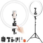 Neewer ring light avec tr�pied srp18 - 2. 4g, 18 ; bicolore 3200 - 5600k lumi�re anneau professionnel ...
